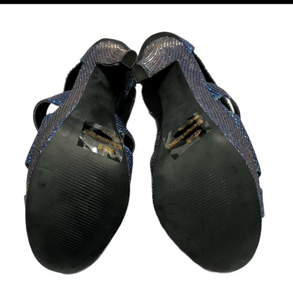 Qupid Studded Jewel Blue Sparkly Platform High Heels Shoes Size 9 - Picture 3 of 6